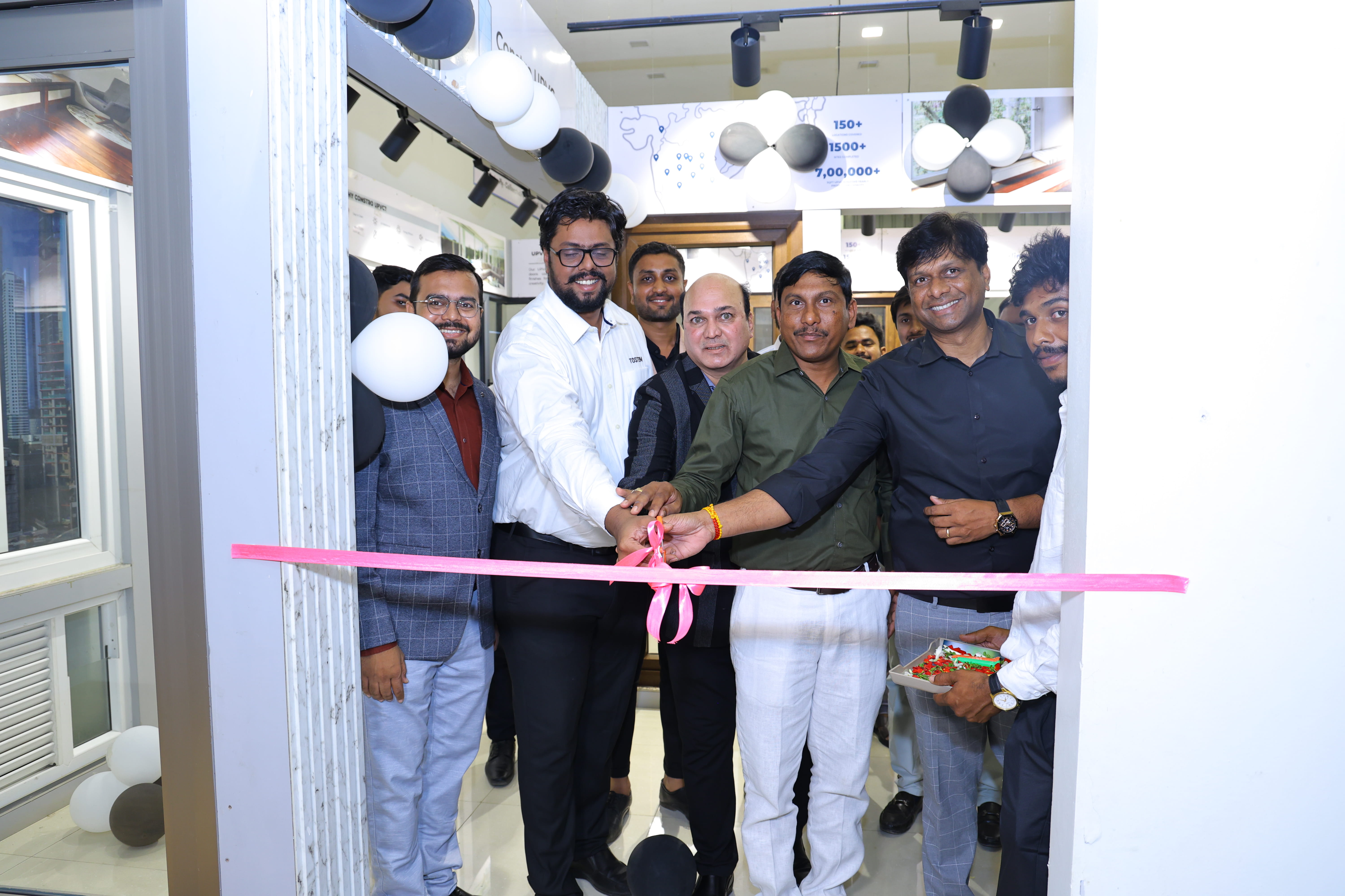 Grand opening of TOSTEM studio's cistern aluminium windows and doors at Nizamabad.